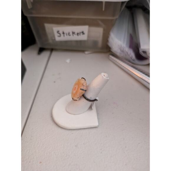 925 Sterling silver Orange stalactite eye arch ring with quartz Size 7.25 - Picture 2 of 5